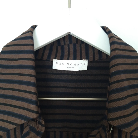 Neu Nomads | Button Down Boyfriend Shirt in Brown, Black Stripe - Picture 6 of 7